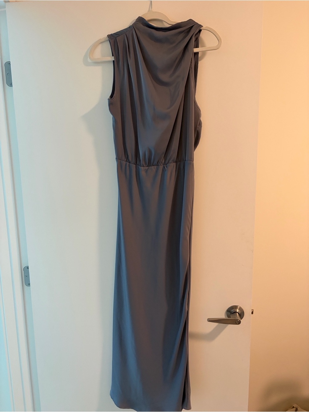 Sleeveless Cowl-Neck Maxi Dress in Slate Gray